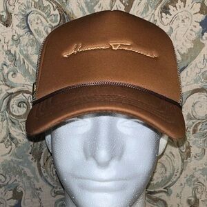 Homme + Femme Headwear Brown & Gold Snapback Trucker Hat Cap Mesh Back